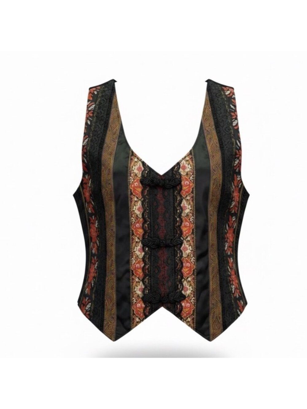 Henri Bendel Womens Multicolor Vest With Lace Trim Small Vintage Style